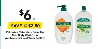 Drakes Palmolive Naturals or Palmolive Men Body Wash 1lt offer