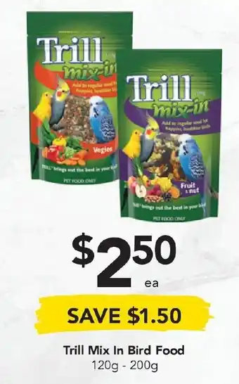 Drakes Trill Mix In Bird Food 120-200g offer