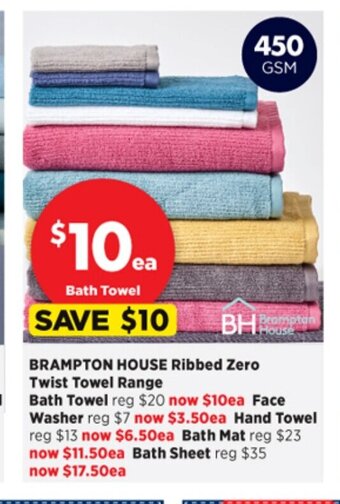 Brampton House Ribbed Zero Twist Towel Range