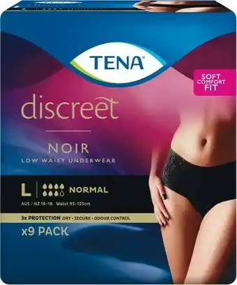 Woolworths Tena Discreet Underwear Black Pants Pk 9 offer