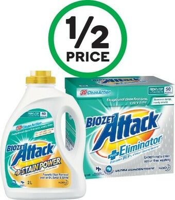 Woolworths Biozet Attack Plus Laundry Liquid 2 Litre or Powder 2 kg offer