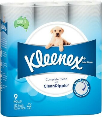 Coles Kleenex Complete Clean Toilet Tissue 9 Pack offer