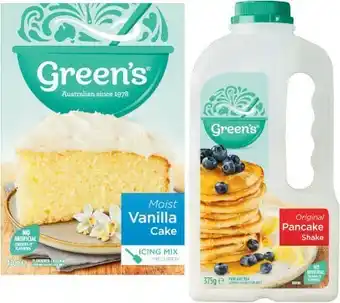 Coles Green’s Pancake Shake 300g-375g or Traditional Baking Mix 380g-470g offer