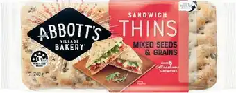 Abbott’s Sandwich Thins 6 Pack 240g