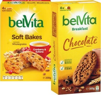 Coles Belvita Breakfast, Soft Bakes, Sandwich or Minis Biscuits 120g-300g offer