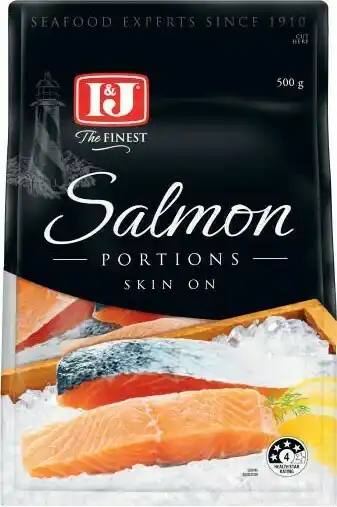 Coles I&J Salmon Portions Skin On or Off 500g offer