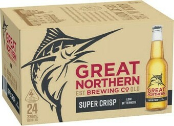 Coles Great Northern Super Crisp Lager Bottles 24x330mL offer
