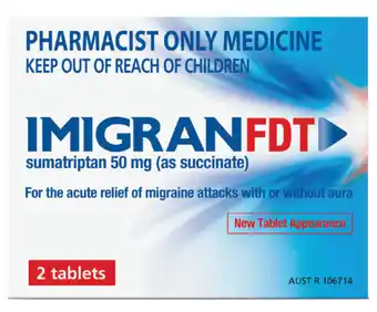 PharmaSave Imigran migraine relief 2 fast disintegrating tablets offer