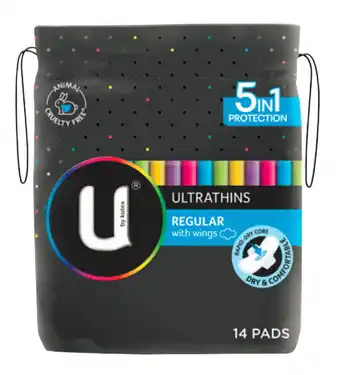 PharmaSave U by kotex ultrathins regular with wings 14 pads offer