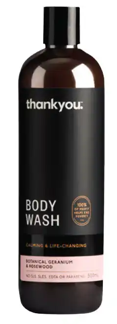 Thankyou botanical body wash geranium & rosewood 500ml