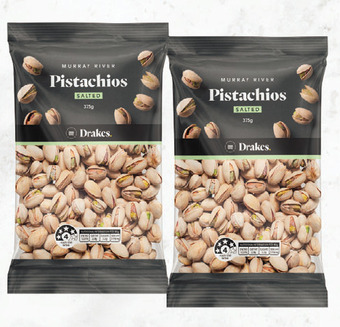 Drakes roasted & salted pistachios 375g