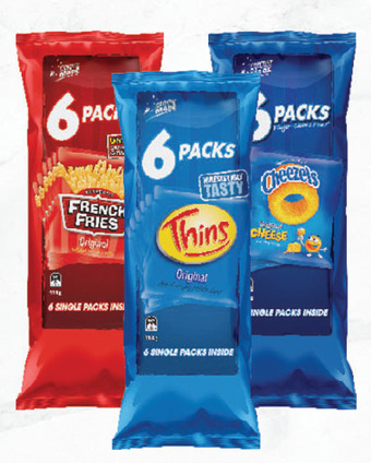 Drakes Thins, kettle, cheezels or french fries 5 pack - 6 pack 90g - 114g offer
