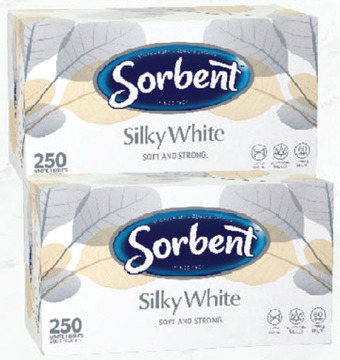 Drakes Sorbent facial tissues silky white 250 pack offer