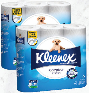 Drakes Kleenex toilet tissue complete clean white 9 pack offer