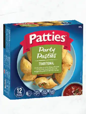 Drakes Patties party pies or pasties 12 pack 500g - 560g offer