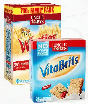 Drakes Uncle tobys weeties 700g or vita brits 1kg offer