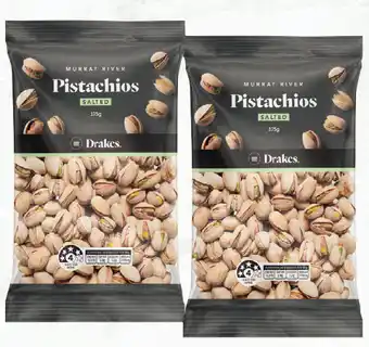 Drakes Drakes roasted & salted pistachios 375g offer