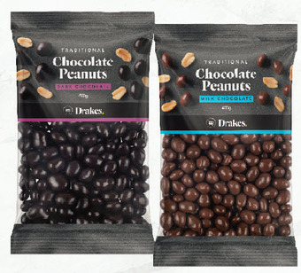 Drakes Drakes dark or milk chocolate peanuts 400g offer