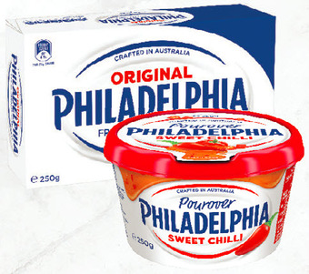Drakes Philadelphia cream cheese block 250g or sweet chilly pourover 250g offer