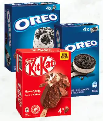 Drakes Oreo wafer cone or cookie sandwich 4 pack or nestlé kit kat sticks 4 pack offer