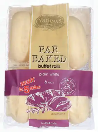 Yarrows bake at home white buffet rolls 6 pack 290g