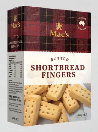 Drakes Macs shortbread fingers, chocolate bikie bites or animal shapes 170g offer