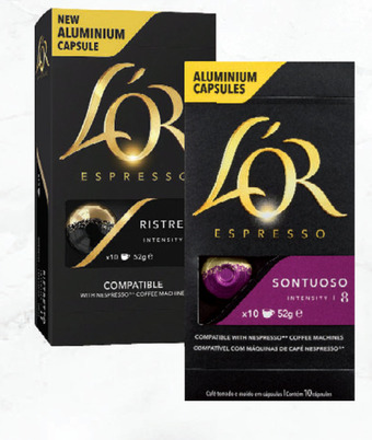 Drakes L'or espresso coffee capsules 10 pack 52g offer