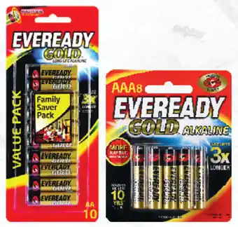 Drakes Eveready gold alkaline batteries aaa 10 pack/ aa 8 pack offer