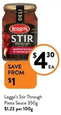 Foodworks Leggo's Stir Through Pasta Sauce offer