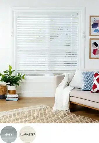 Spotlight 40% off Ready-To-Hang Faux Wood Venetian Blinds 50mm White, Grey & Alabaster offer