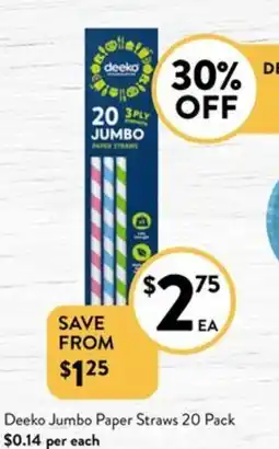 Deeko Jumbo Paper Straws 20 Pack