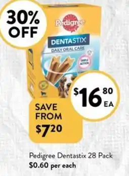 Foodworks Pedigree Dentastix 28 Pack offer