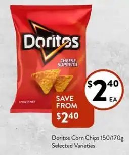 Foodworks Doritos Corn Chips Selected Varieties offer