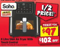 JB Hi-Fi 8 Litre Slim Air Fryer With Touch Control offer