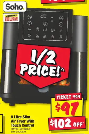 JB Hi-Fi Slim Air Fryer With Touch Control offer