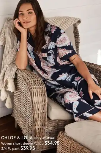 Myer Chloe & Lola Woven Short Sleeve PJ Top offer
