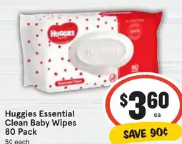 Ritchies Huggies Essential Clean Baby Wipes 80 Pack offer