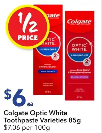 Ritchies Colgate Optic White Toothpaste Varieties offer