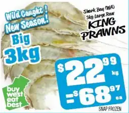 Farmer Jack's Shark bay (wa) 3kg large raw king prawns offer