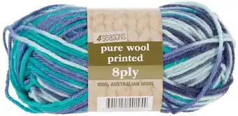 Spotlight 30% off 4 Seasons Pure Wool 8ply Printed, 50g offer