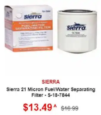 Sierra 21 Micron Fuel/Water Separating FIilter - S-18-7844