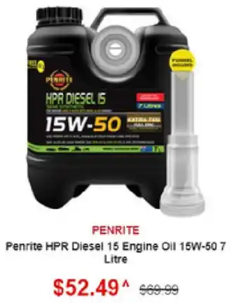 SuperCheap Auto Penrite HPR Diesel 15 Engine Oil 15W-50 7 Litre1 Litre offer