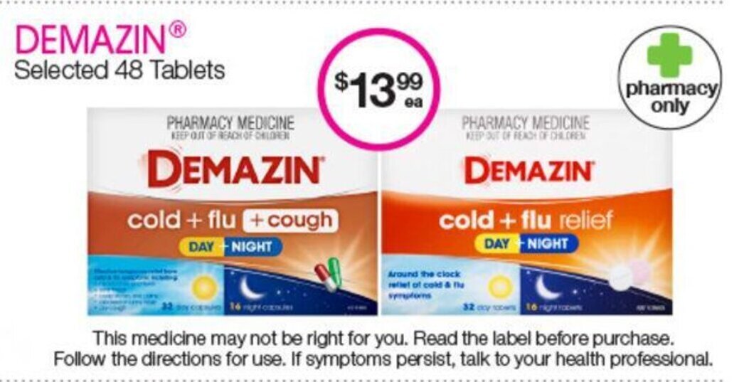 Demazin Cold+Flu+Cough Relief offer at Priceline