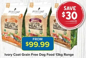 PetO Ivory Coat Grain Free Dog Food 13kg Range offer