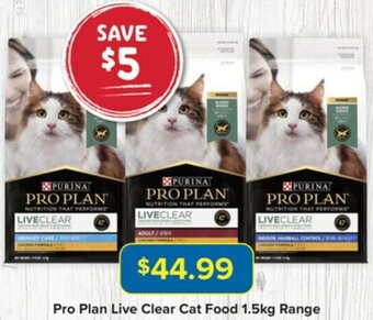 PetO Pro Plan Live Clear Cat Food 1.5Kg Range offer