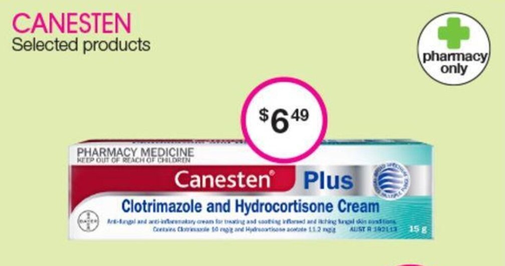 Canesten Plus Clotrimazole and Hydrocortisone Cream offer at Priceline