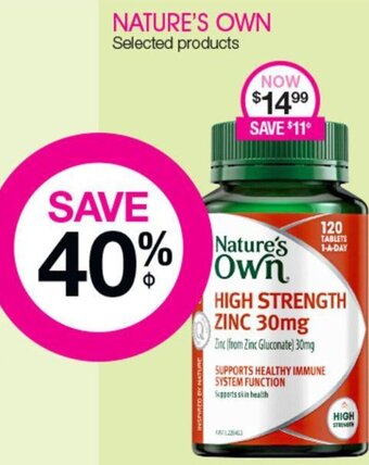 Priceline Nature's Own High Strength Zinc 30mg offer