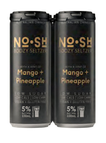 Nosh boozy seltzer mango pineapple cans 330ml
