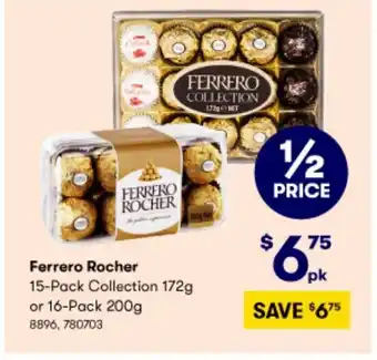 BIG W Ferrero Rocher 15-Pack Collection 172g or 16-Pack 200g offer