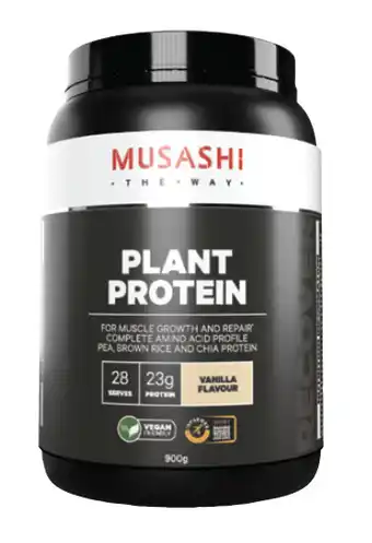 Good Price Pharmacy Musashi plant protein vanilla 900g offer